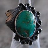 Vintage Sterling Turquoise Feather Ring 5.5