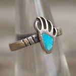 Vintage Sterling Turquoise Bear Paw Ring 5.25