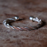 Vintage Sterling Silver Thick Braided Cuff Bracelet 7"