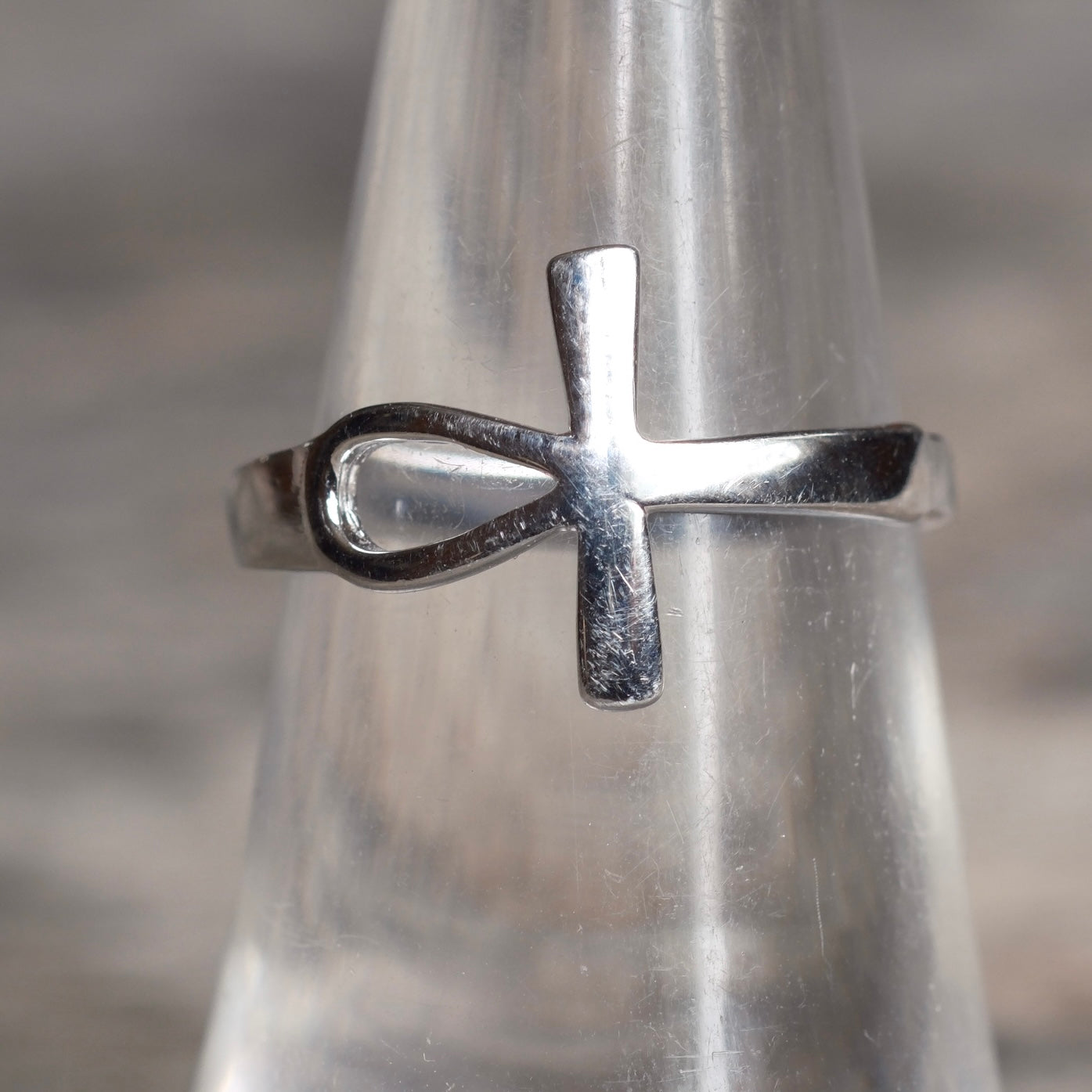 Vintage Sterling Silver Ankh Ring 6.75