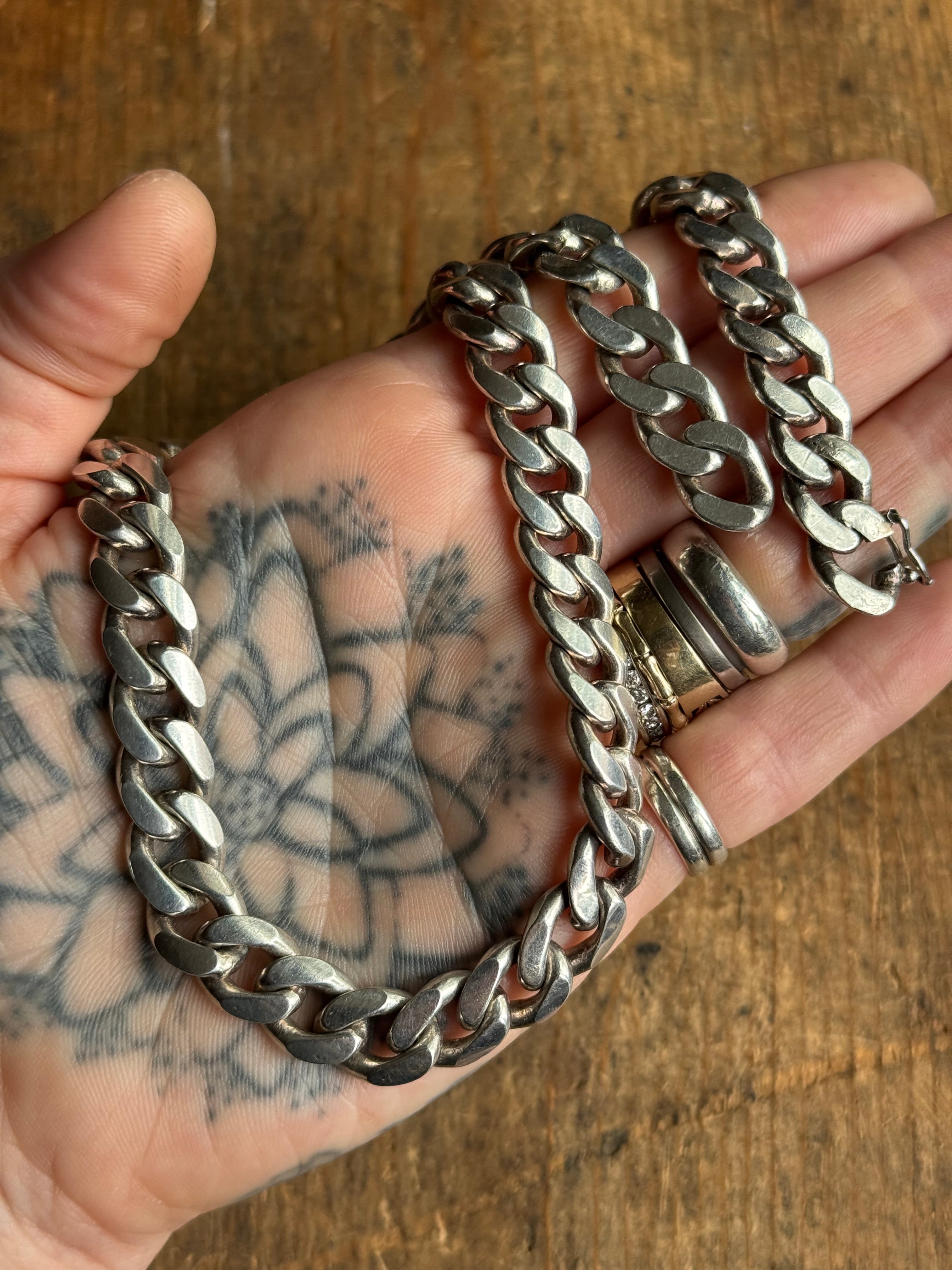 Vintage Sterling Silver 17.5” Chunky Curb Chain