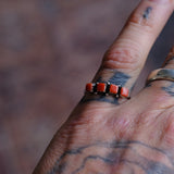 Vintage Sterling Coral Band Ring 8