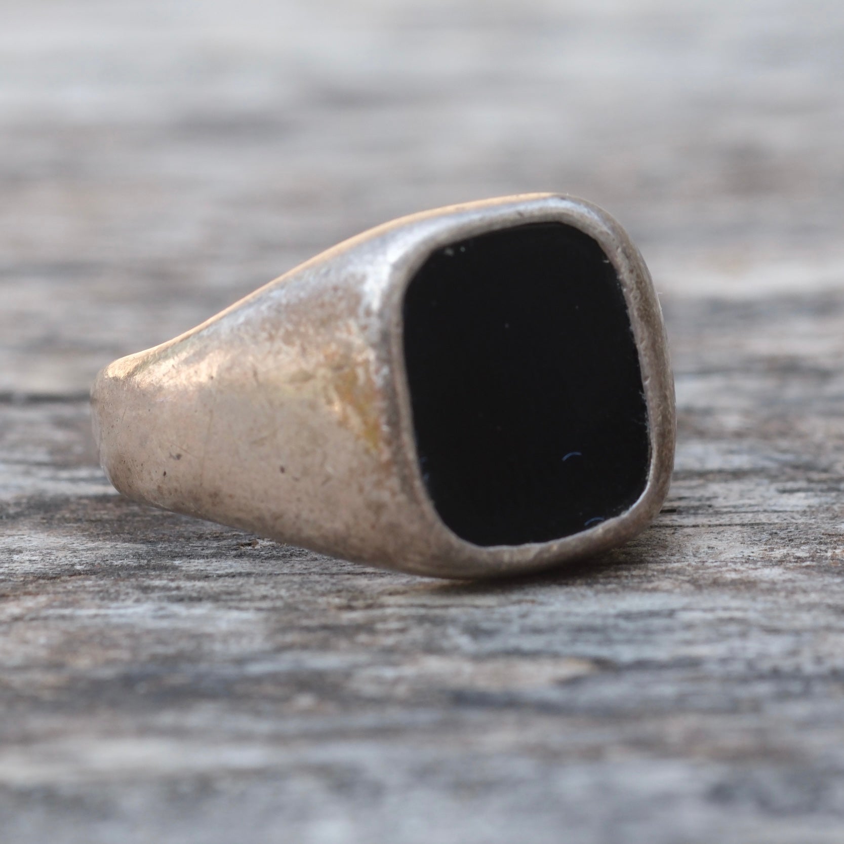 Vintage Sterling Onyx Signet Ring 10.25