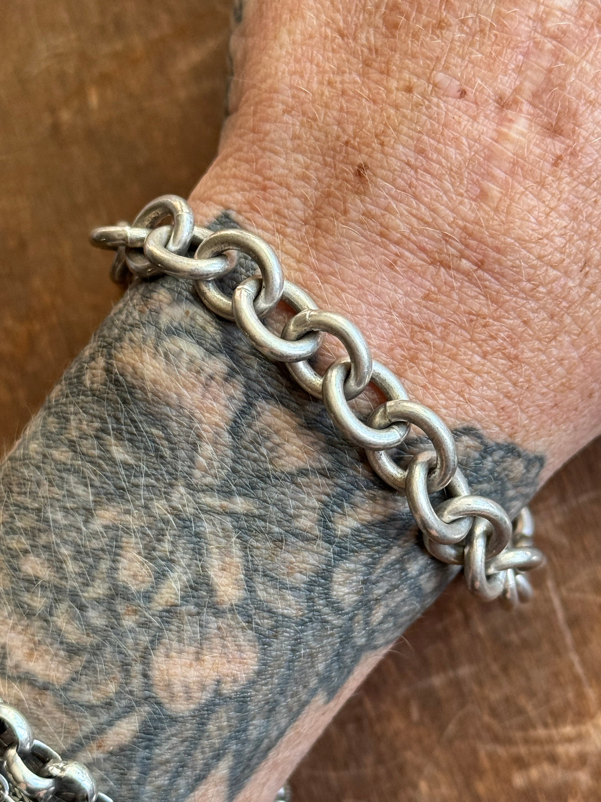 Vintage Sterling Silver 7.75” Chunky Cable Chain Bracelet