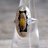 Vintage Sterling Tigers Eye Shadowbox Ring 6.25