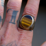 Vintage Sterling Tigers Eye Signet Ring 10.25