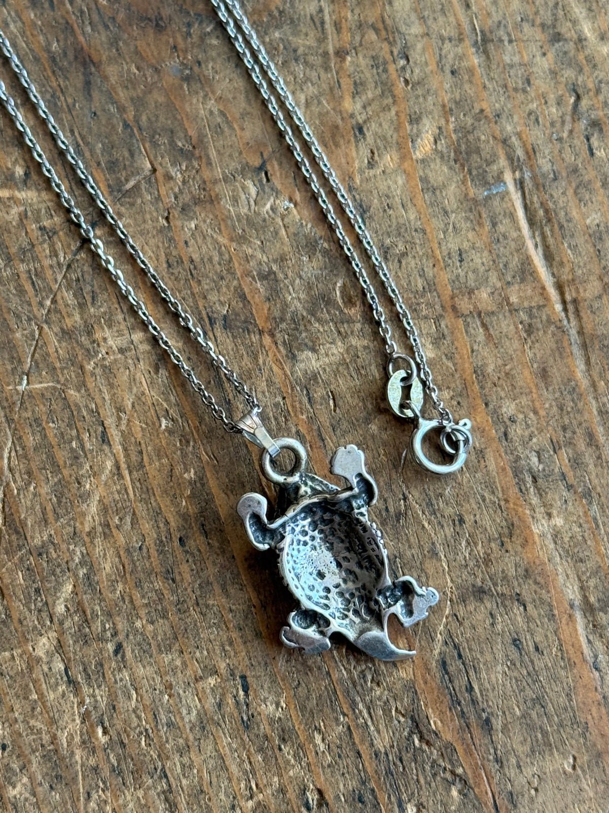 Vintage Sterling Silver Horned Toad Necklace