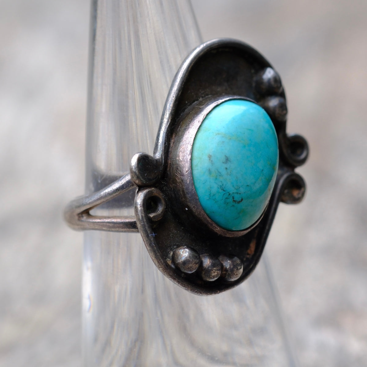 Vintage Sterling Turquoise Ring 5.75