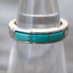 Vintage Sterling Turquoise Inlay Band 5