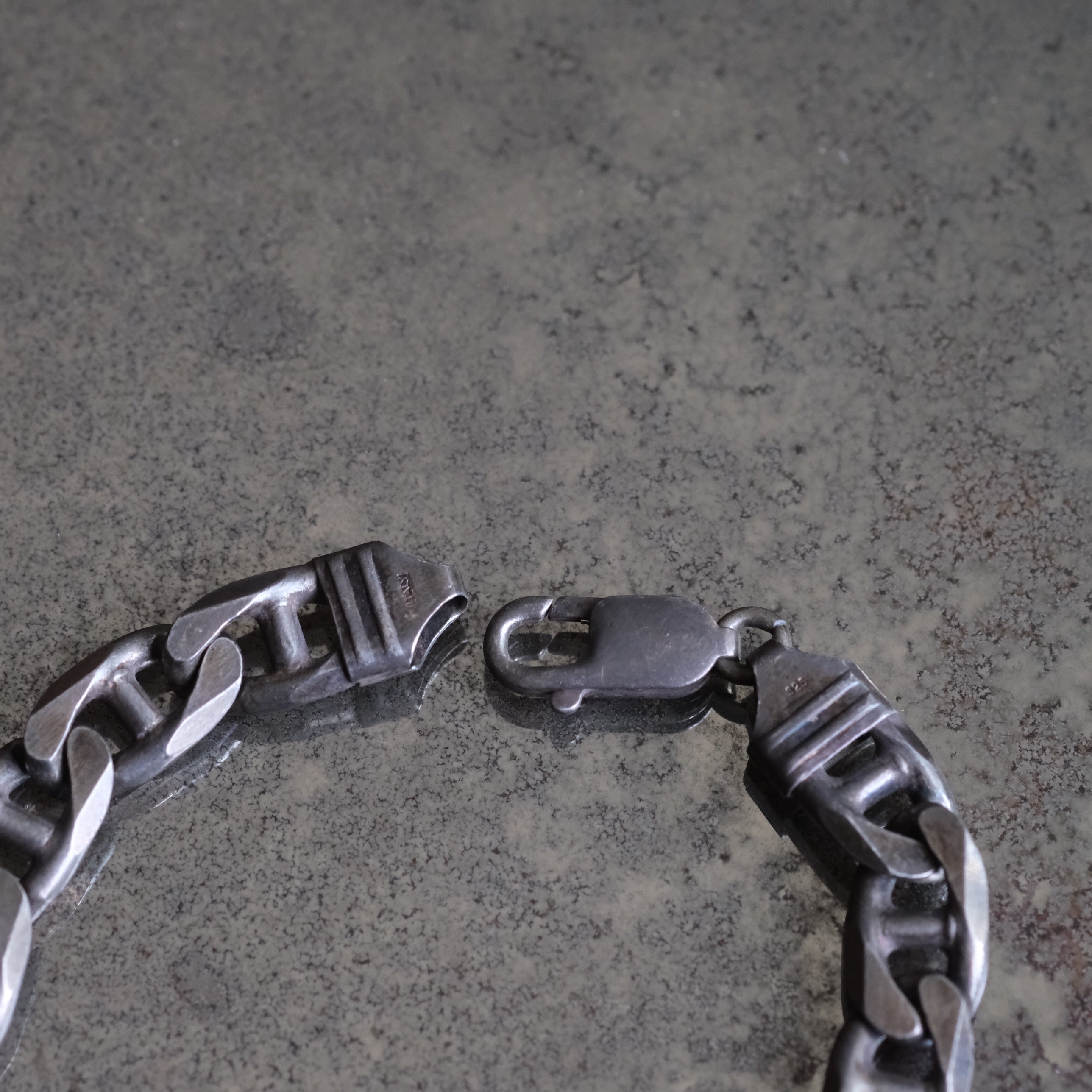 Vintage Sterling Silver Mariner Chain Bracelet 8"