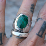 Vintage Sterling Malachite Ring 8.75
