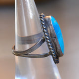 Vintage Sterling Turquoise Roper Ring 5.25