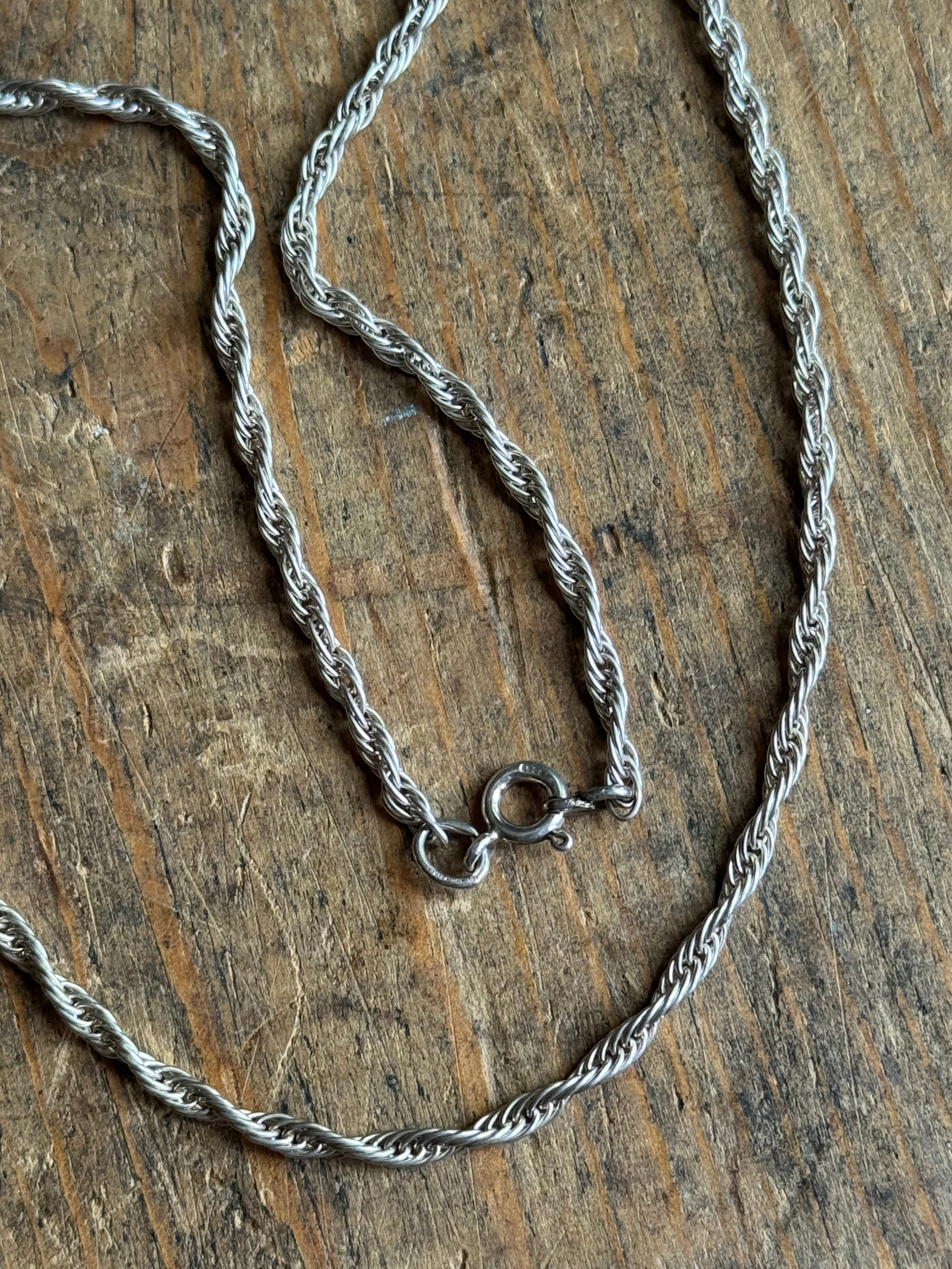 Vintage Sterling Silver 16” Rope Chain