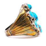 Vintage Sterling Turquoise Cluster Ring 9.5