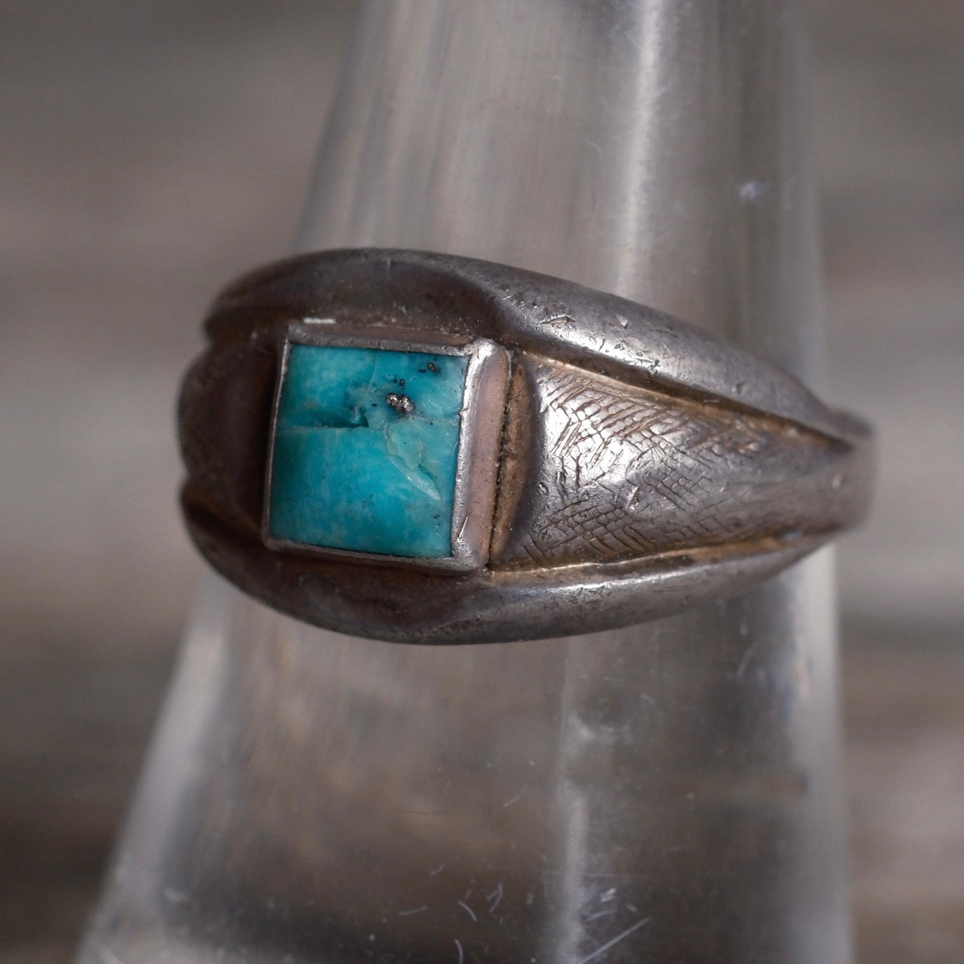 Vintage Sterling Turquoise Trading Post Band Ring 8.25
