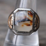 Vintage Sterling Agate Signet Ring 9.25