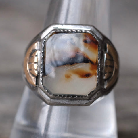 Vintage Sterling Agate Signet Ring 9.25