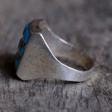 Vintage Sterling Turquoise Inlay Panel Ring 9