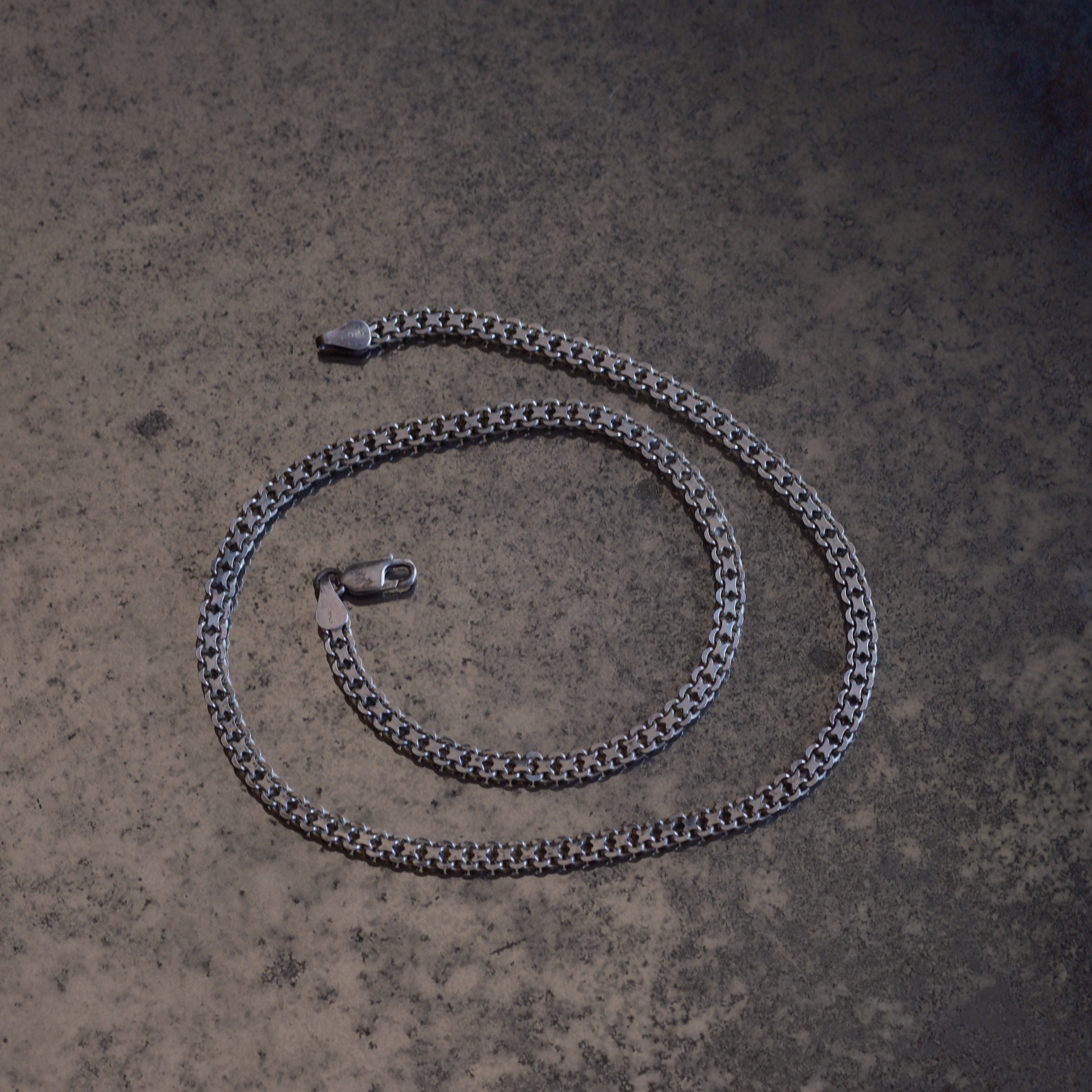 Vintage Sterling Silver Box Chain Necklace 18"