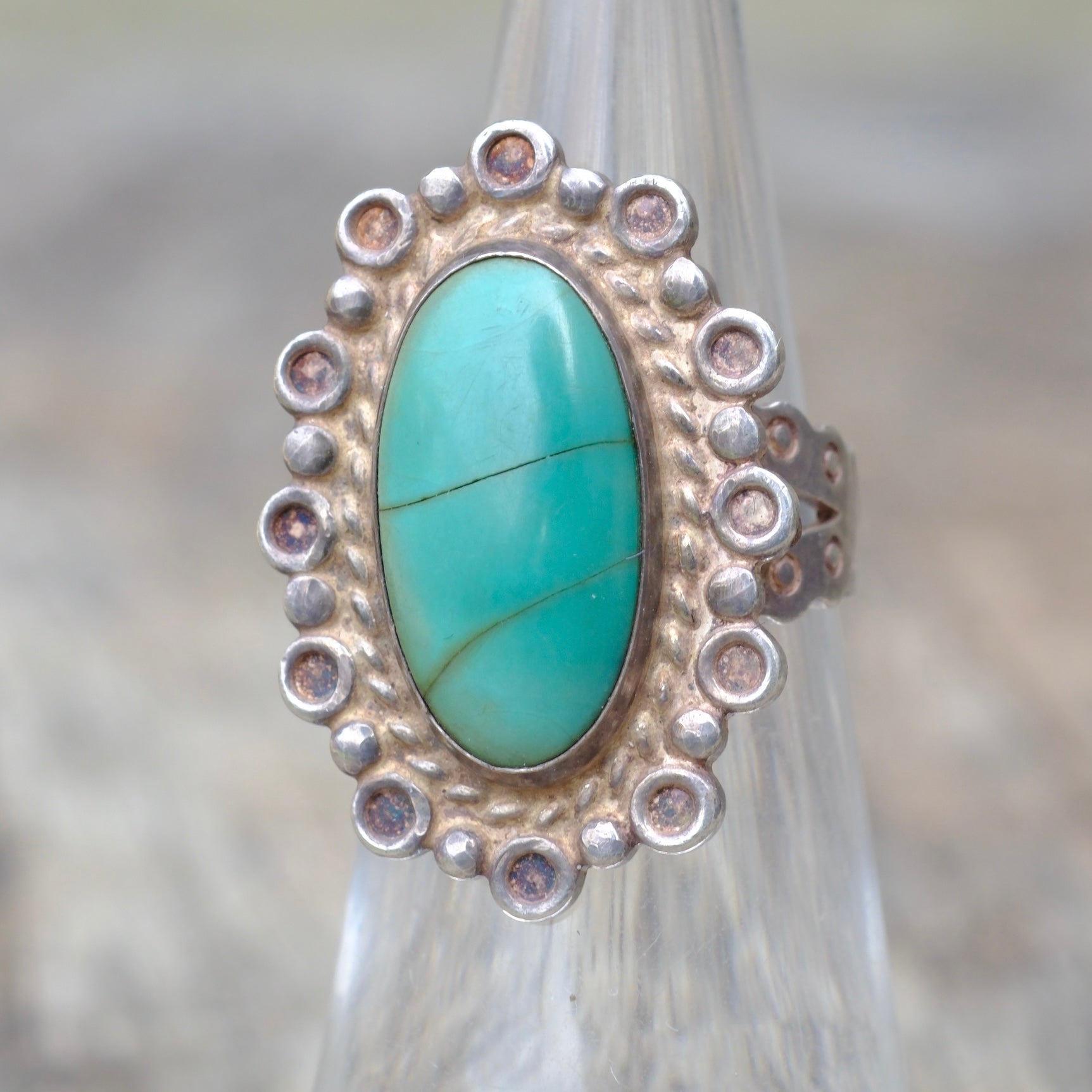 Vintage Sterling Turquoise Ring 4.5