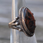 Vintage Sterling Petrified Wood Ring 5.75