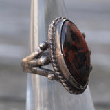 Vintage Sterling Petrified Wood Ring 5.75