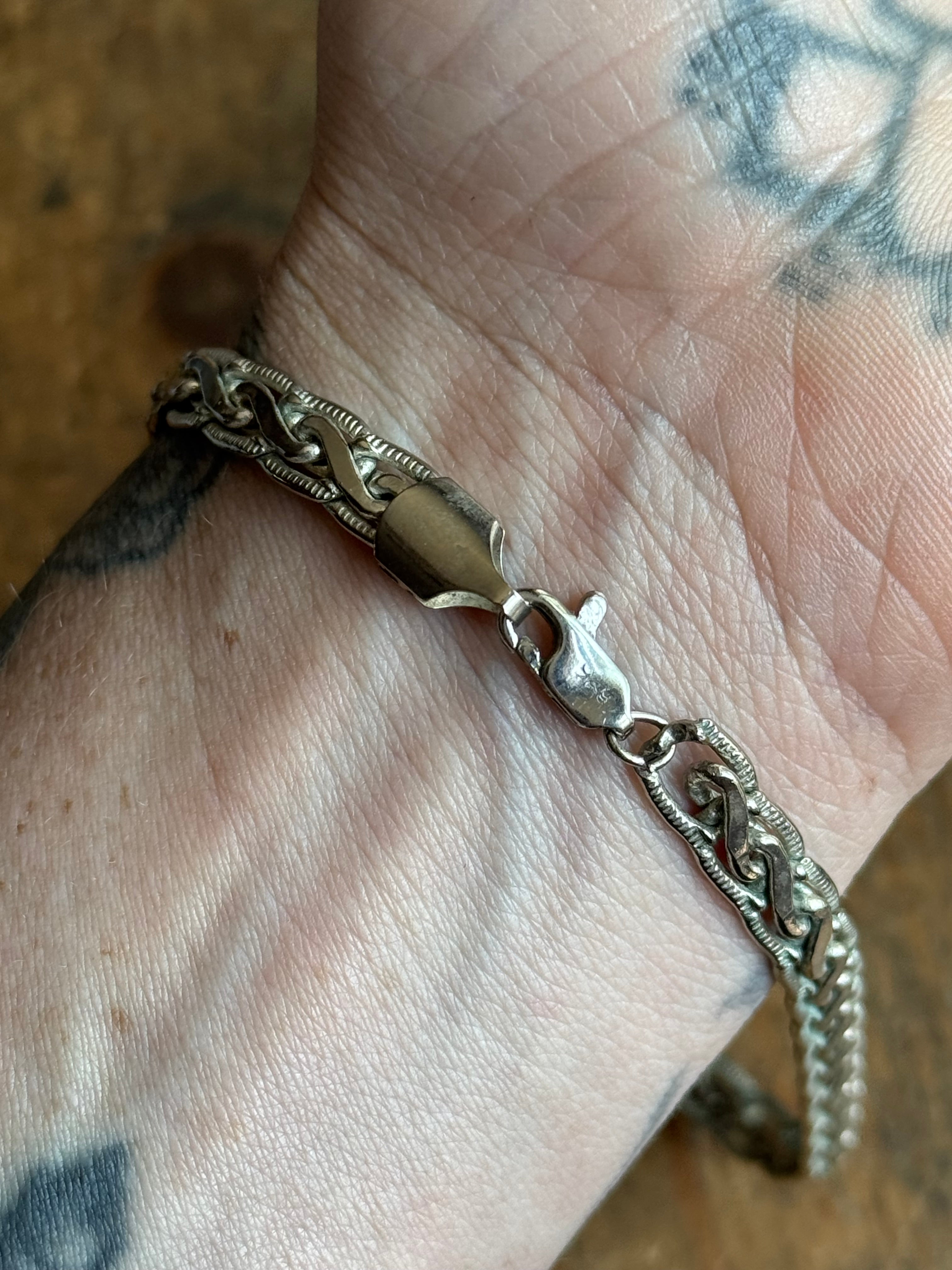Vintage Sterling Silver 10” Braided Chain Bracelet