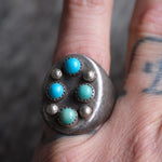 Vintage Sterling 4-Stone Turquoise Ring 8.25