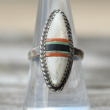 Vintage Sterling MOP Inlay Ring 8