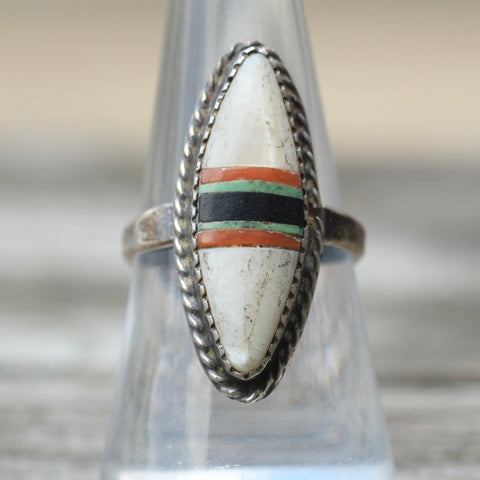 Vintage Sterling MOP Inlay Ring 8
