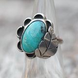 Vintage Sterling Turquoise Feather Ring 4.75