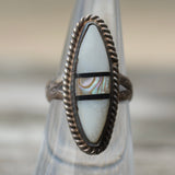 Vintage Sterling MOP Inlay Ring 6