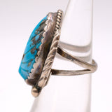 Vintage Sterling Carved Turquoise Feather Ring 4.5