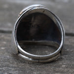 Vintage Sterling Turquoise Ribbed Band Ring 9.5