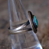 Vintage Sterling Turquoise Roper Ring 7.75