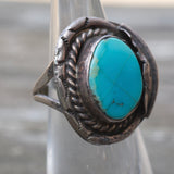 Vintage Sterling Turquoise Feather Ring 4