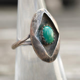 Vintage Sterling Turquoise Shadowbox Ring 5.25