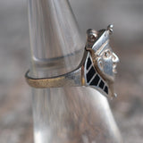 Vintage Sterling Silver Pharoah Poison Ring 5.75