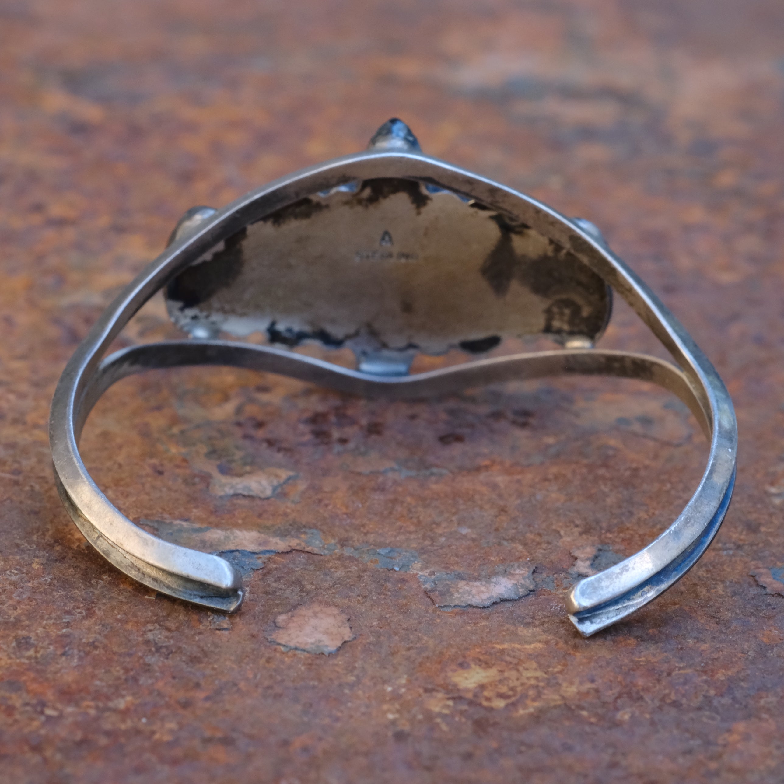 Vintage Sterling 5-Stone Onyx Cuff