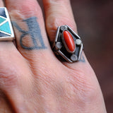 Vintage Sterling Coral Ring 6.75