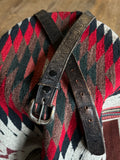 Vintage Hand Tooled Black Leather Eagle Belt