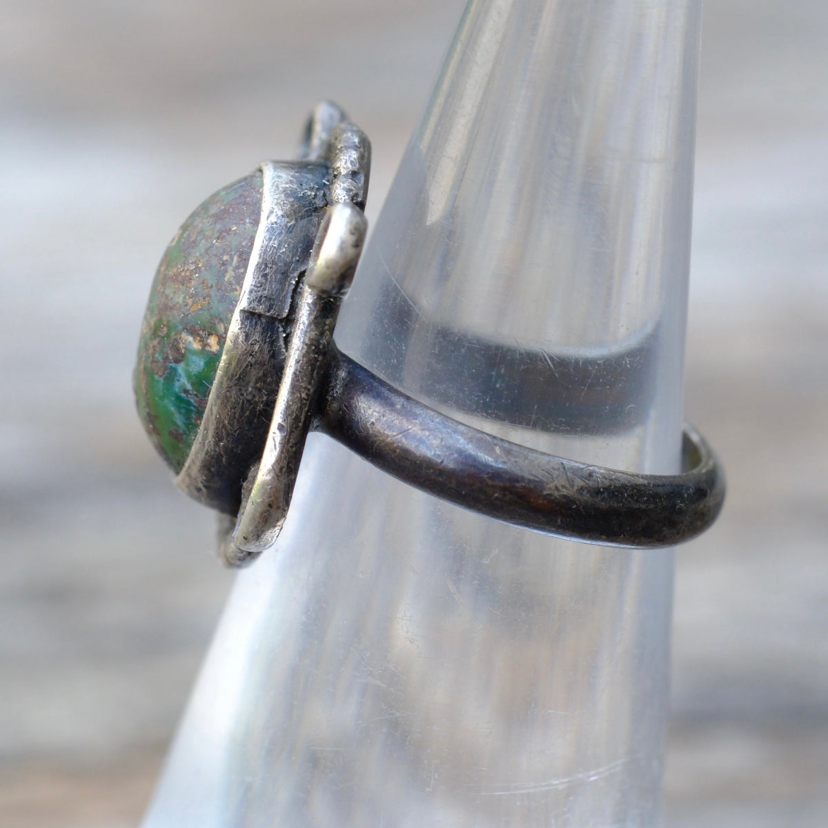 Vintage Sterling Turquoise Ring 3.5