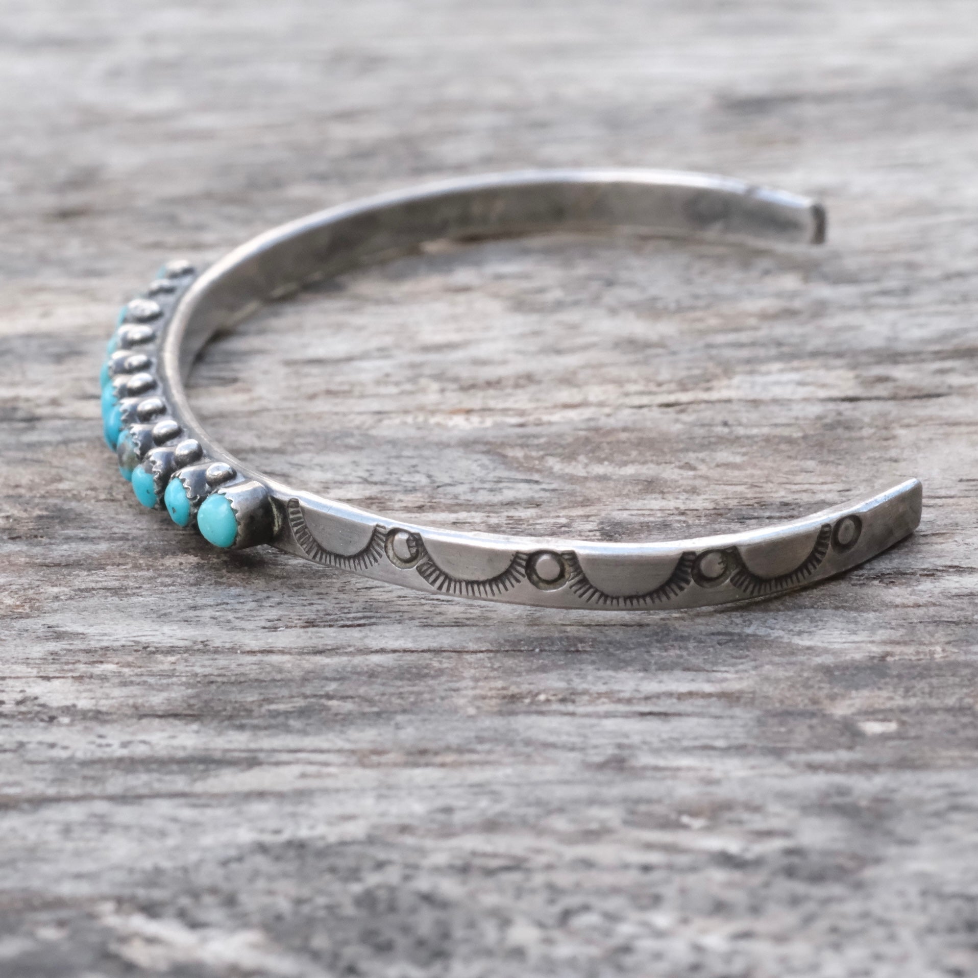 Vintage Sterling Snake Eye Turquoise Cuff Bracelet