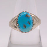 Vintage Sterling Turquoise Stamped Band Ring 9.25