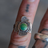 Vintage Sterling Turquoise Thunderbird Ring 3