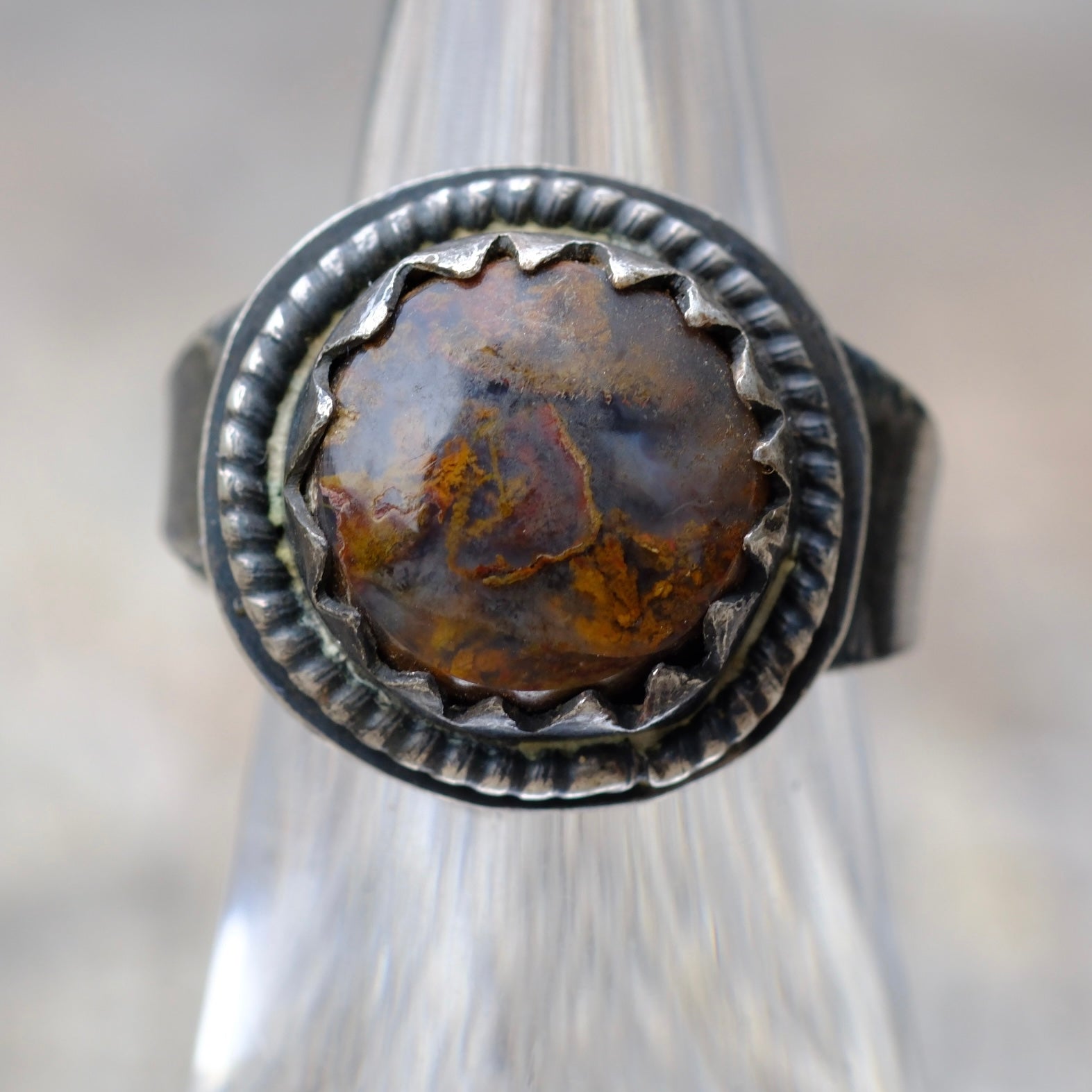 Vintage Sterling Jasper Ring 5.5