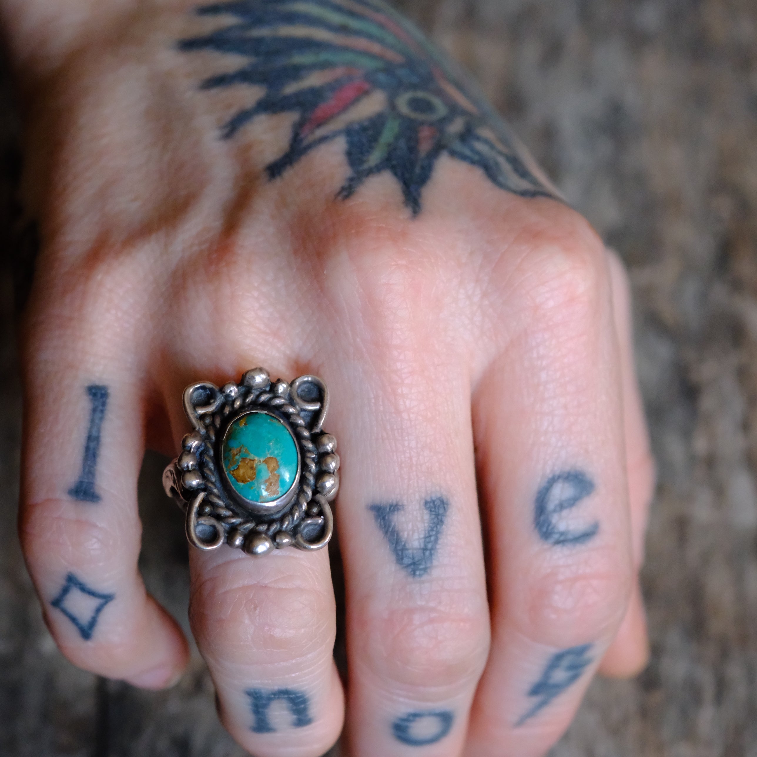 Vintage Sterling Turquoise Ring 6.25