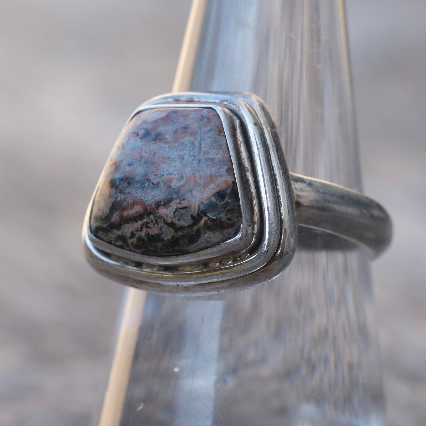 Vintage Sterling Jasper Ring 7.25