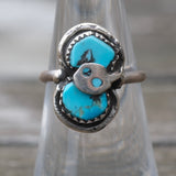 Vintage Sterling Effie Turquoise Snake Ring 6.75