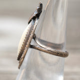 Vintage Sterling Mother Of Pearl Feather Ring 6.5
